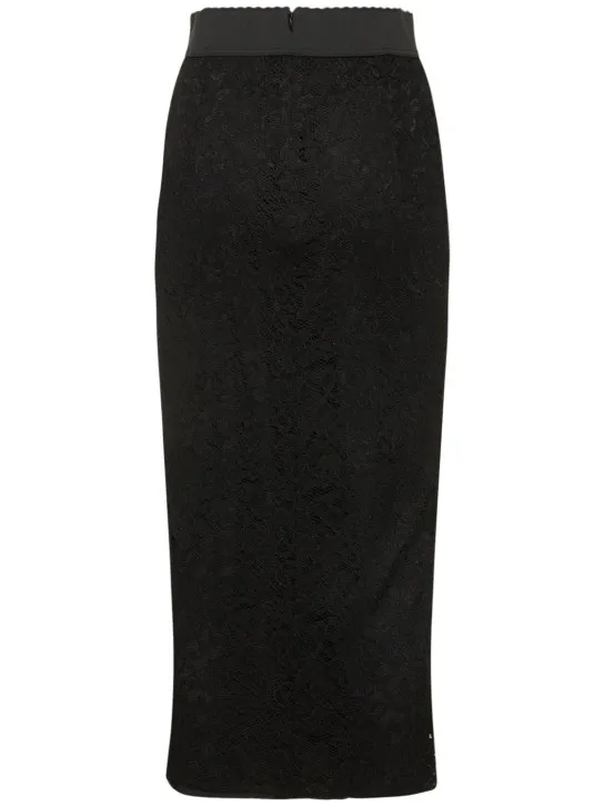 Dolce&amp;Gabbana   Floral lace longuette skirt 