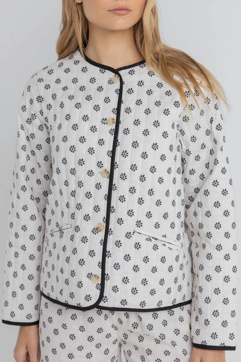 Domino Floral Quilted Jacket Oat