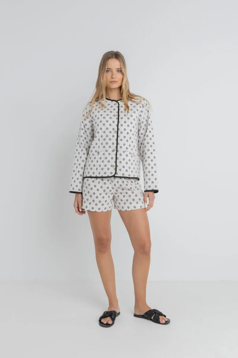 Domino Floral Quilted Jacket Oat