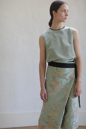 Dupioni Petal Wrap Skirt | Jade