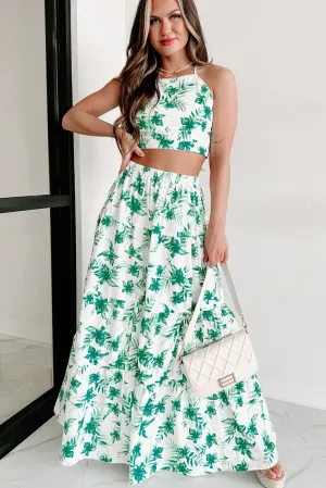 Effortless & Easy Two Piece Skirt Set (White/Green)