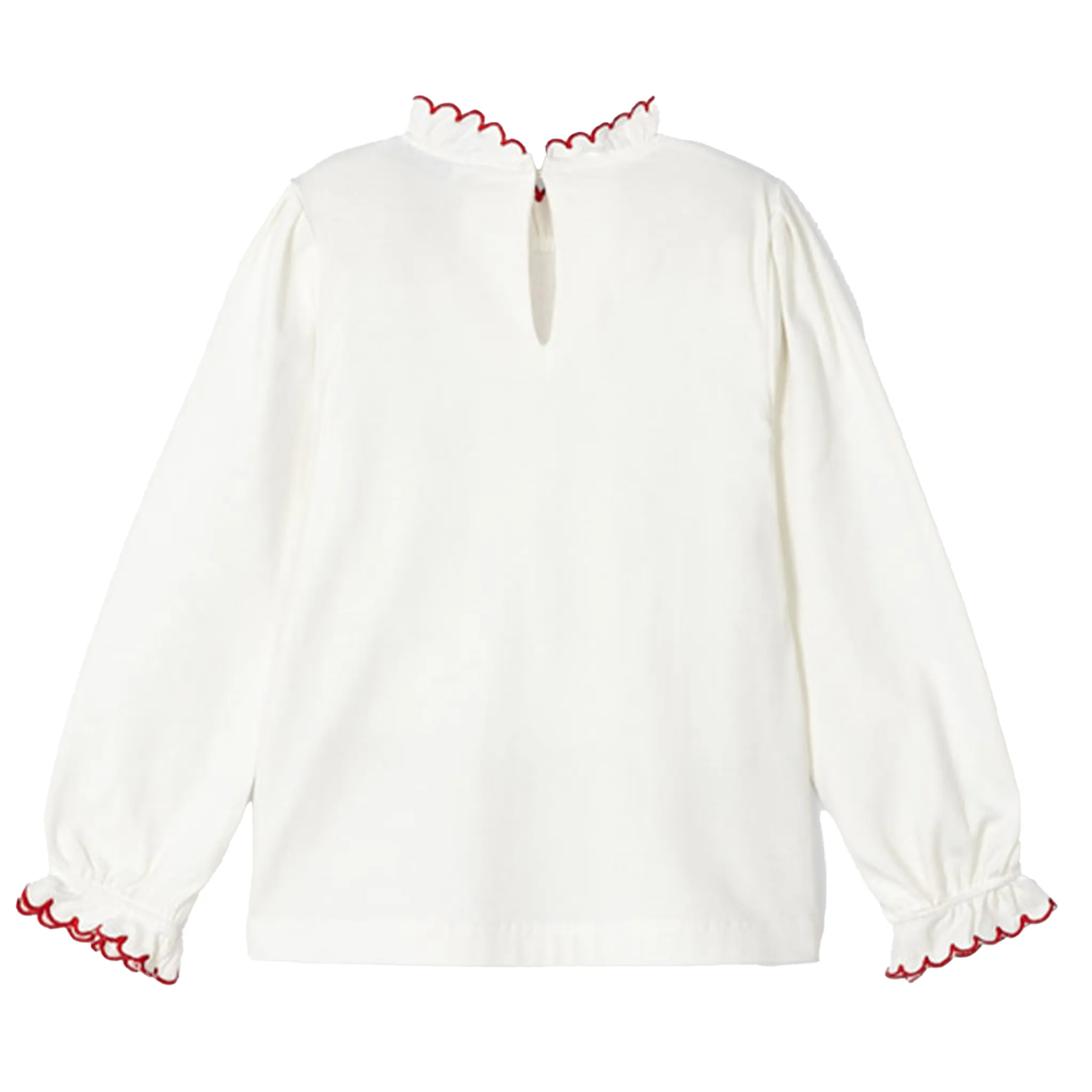 Embroidered Red Knit Blouse For Kids