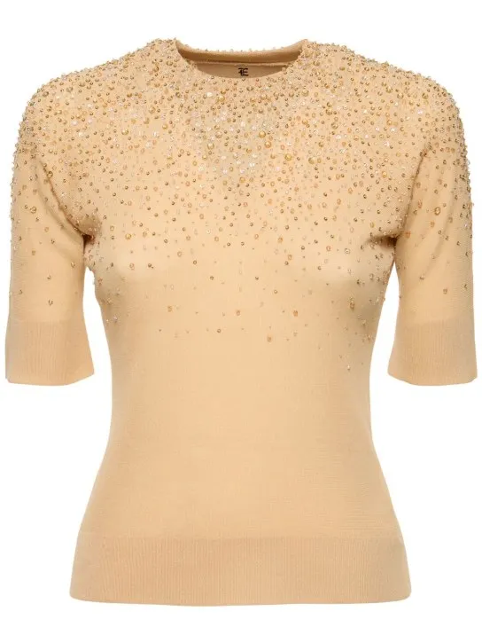 Ermanno Scervino   Embellished cotton blend knit top 