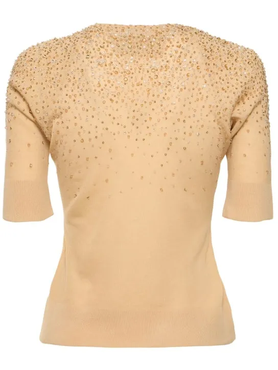 Ermanno Scervino   Embellished cotton blend knit top 