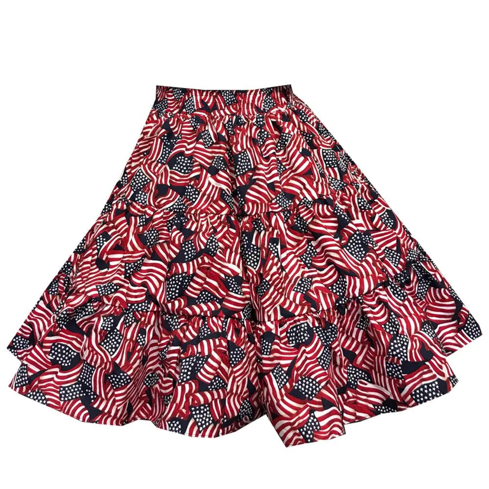 Flag Print Square Dance Skirt