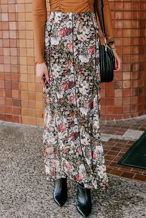 Floral High Waist Maxi Skirt