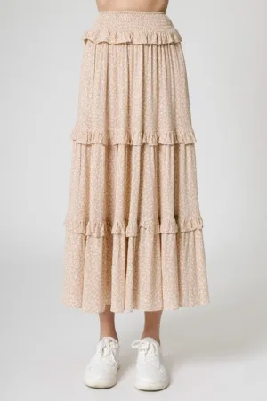 Floral Maxi Skirt in TBeige