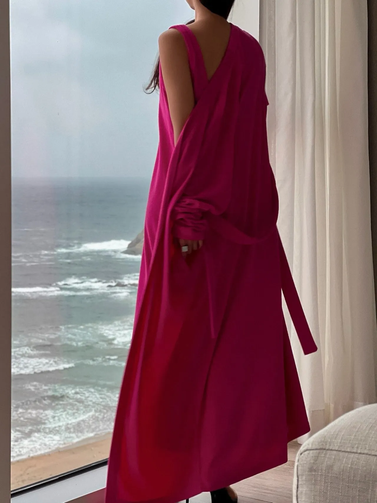 FRENCH TERRY BACKLESS SLEEVELESS DRESS