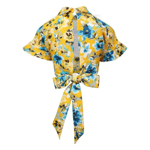 GIRLS YELLOW FLORAL SKIRT SET
