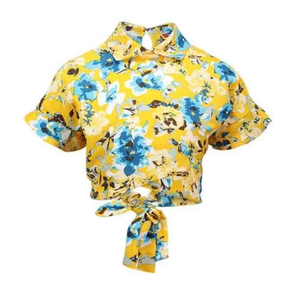 GIRLS YELLOW FLORAL SKIRT SET