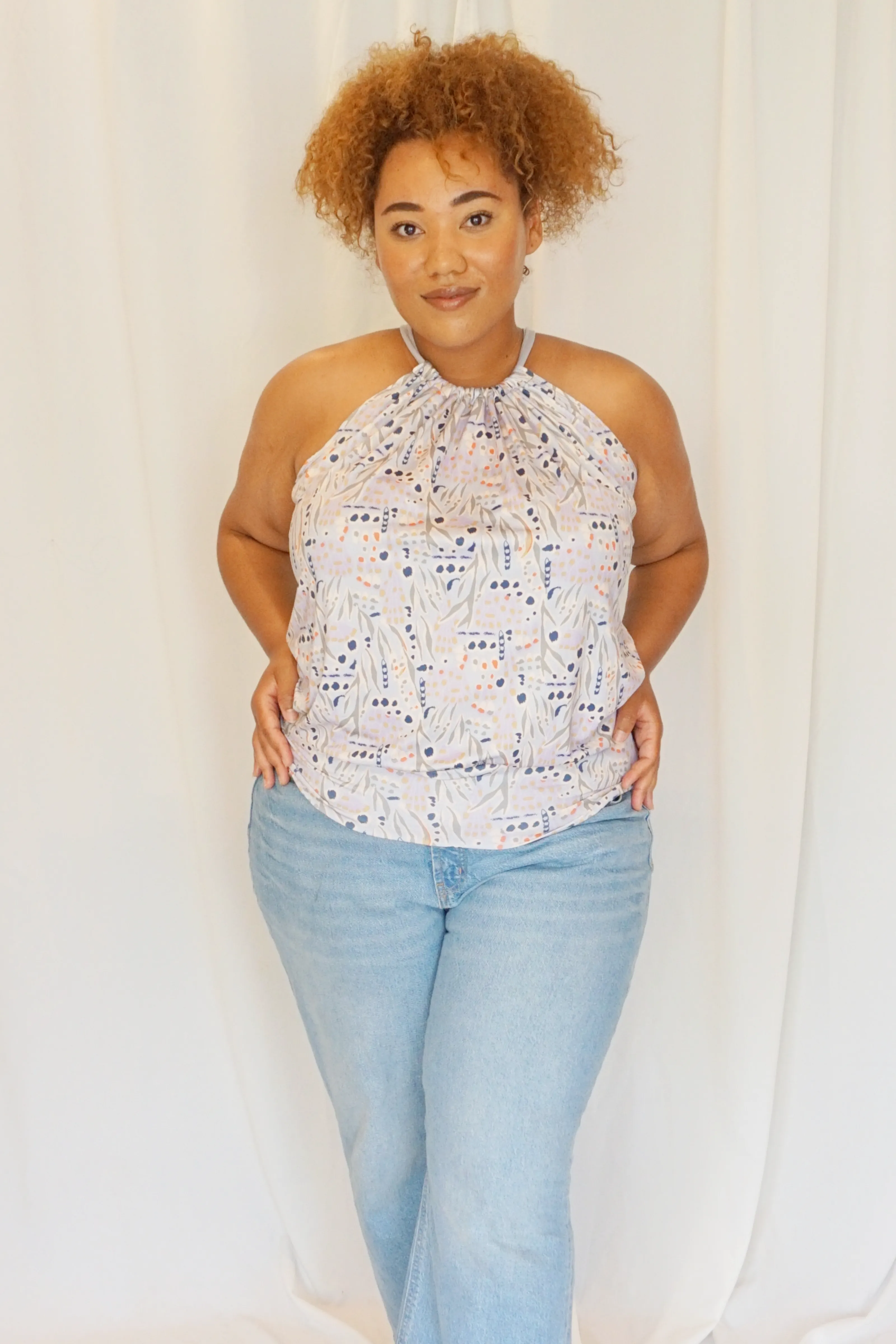 Gray Desert Bloom Spaghetti Top