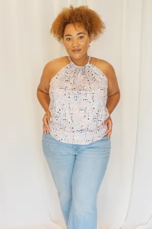 Gray Desert Bloom Spaghetti Top
