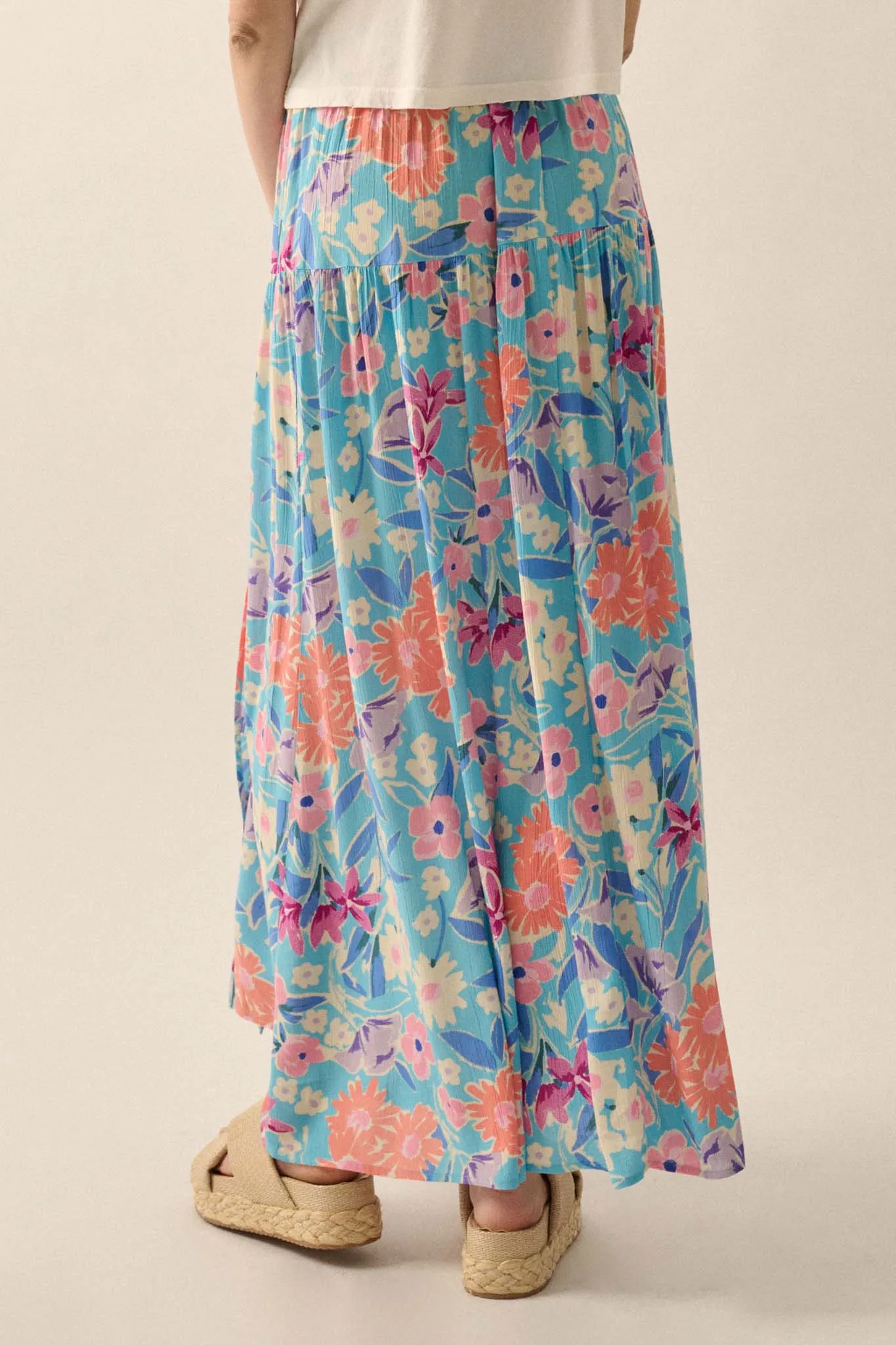 Grow with the Flow Floral Crepe Wrap Maxi Skirt