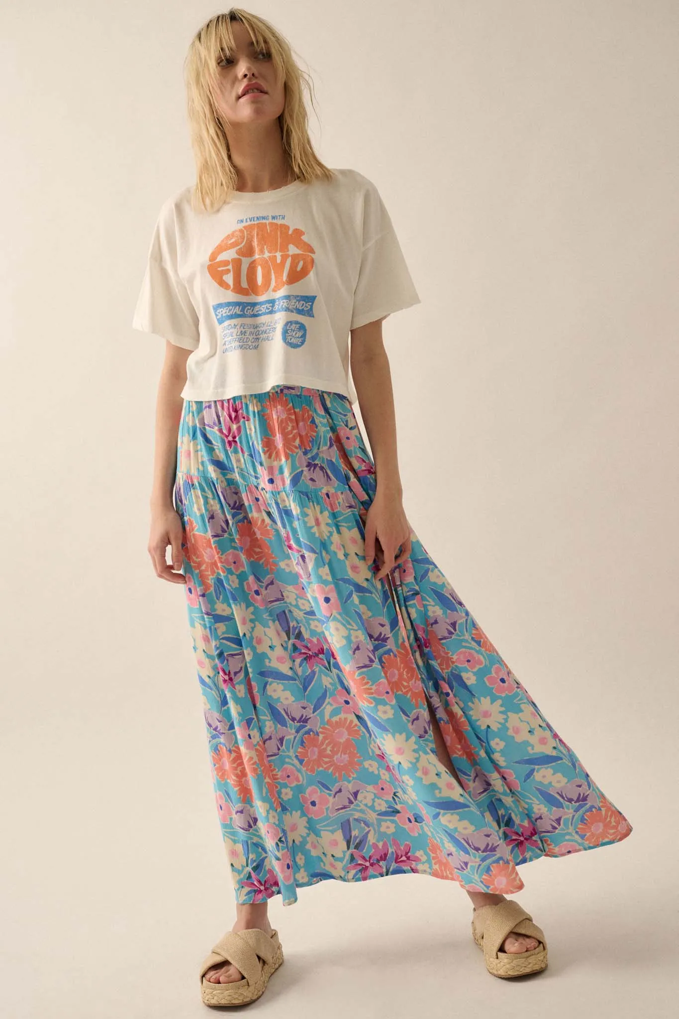 Grow with the Flow Floral Crepe Wrap Maxi Skirt