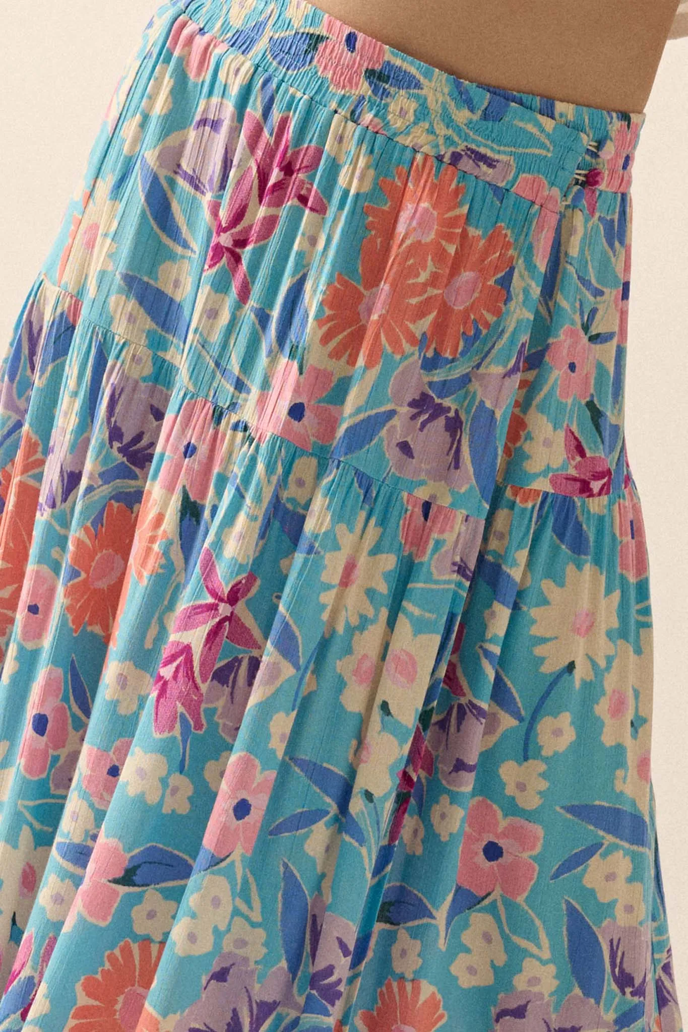 Grow with the Flow Floral Crepe Wrap Maxi Skirt