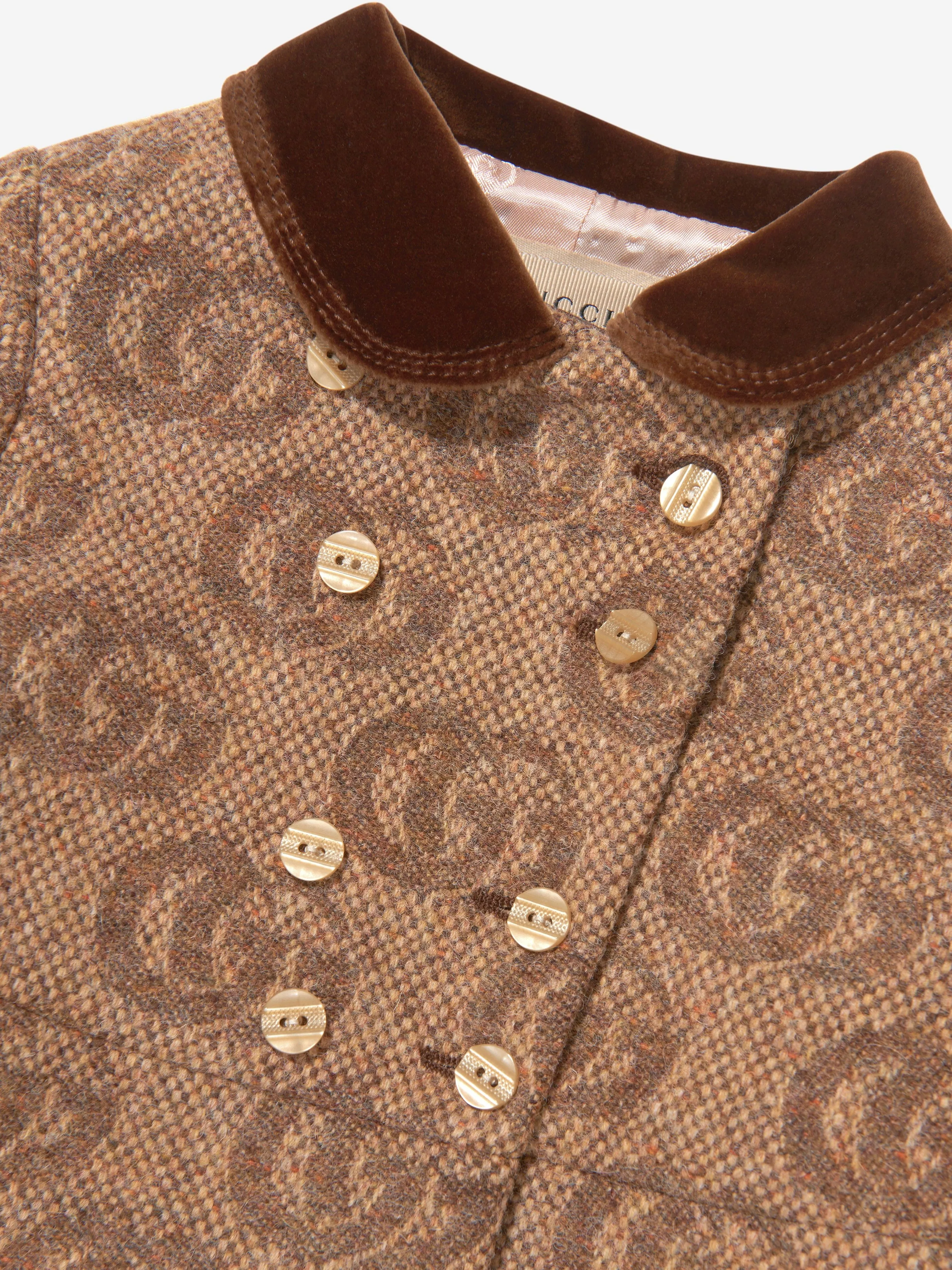 Gucci Baby Girls Wool Double GG Coat
