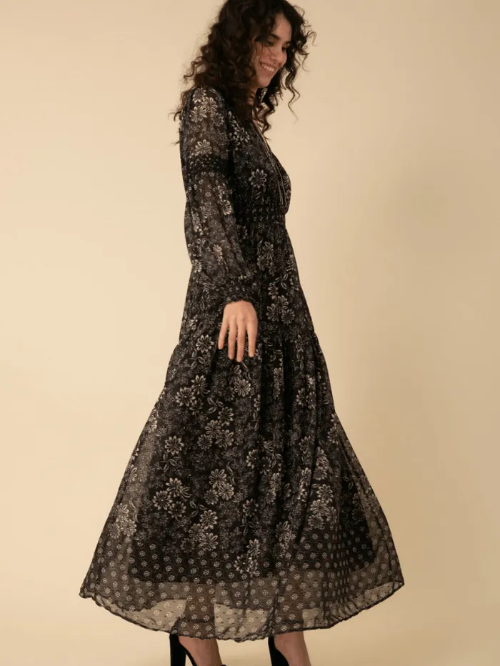 Hale Bob Albane Black Maxi Dress 38NY6040