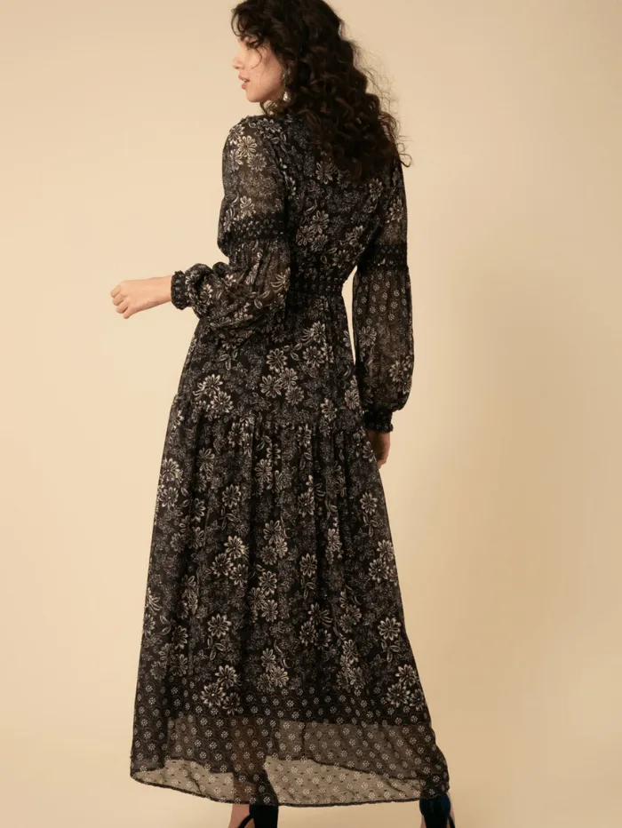 Hale Bob Albane Black Maxi Dress 38NY6040