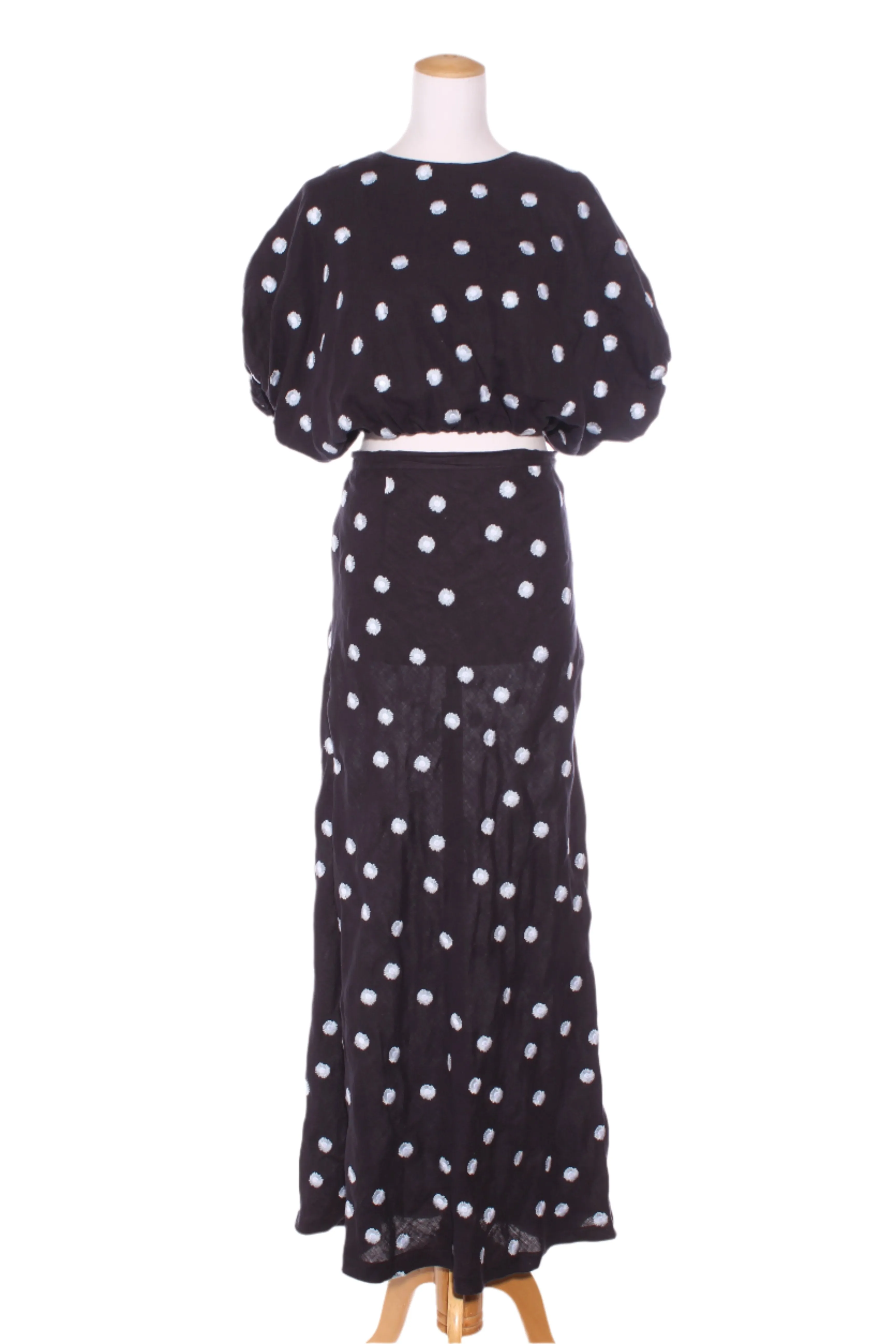 HEJ-HEJ - Floral embroidered puff sleeve linen top! 8-16
