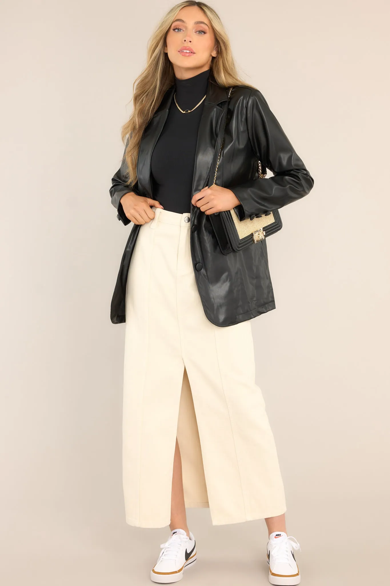 I Swear It Ivory Denim Maxi Skirt
