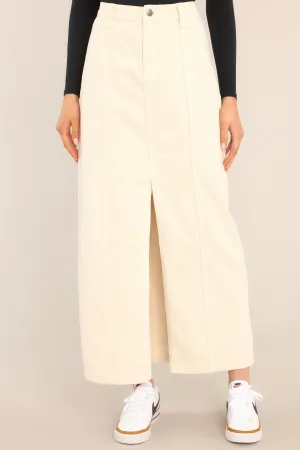 I Swear It Ivory Denim Maxi Skirt