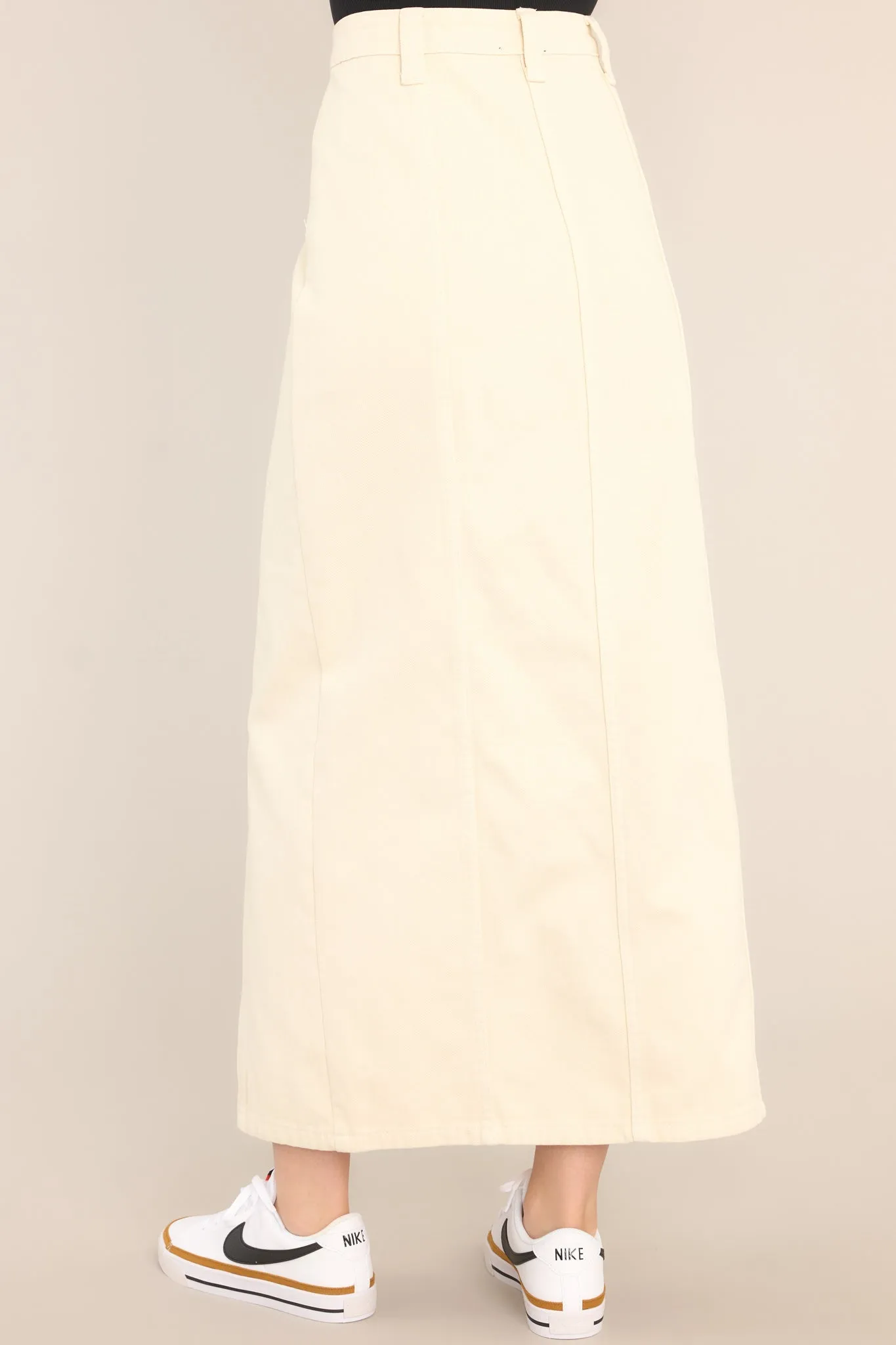 I Swear It Ivory Denim Maxi Skirt