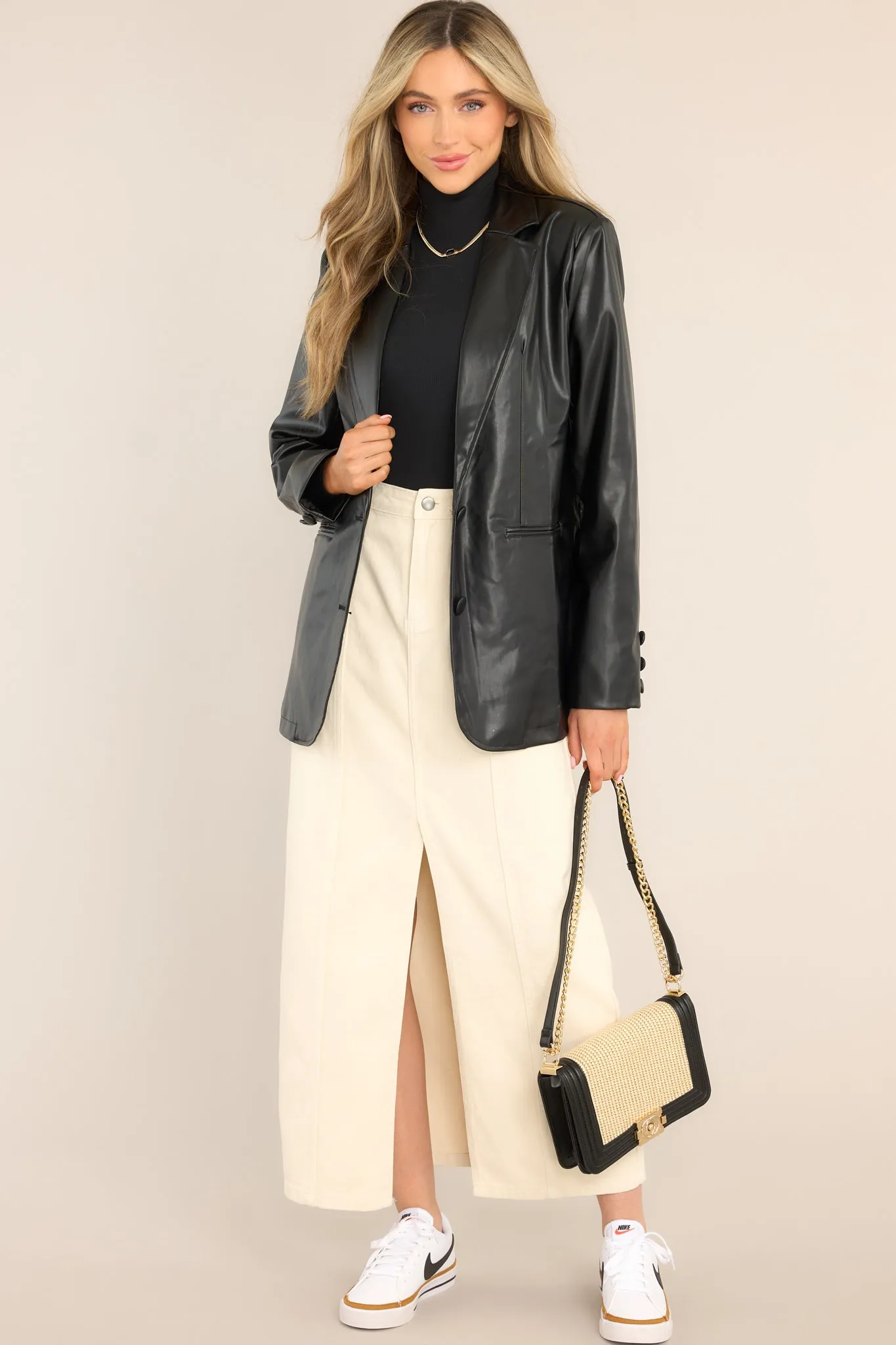 I Swear It Ivory Denim Maxi Skirt