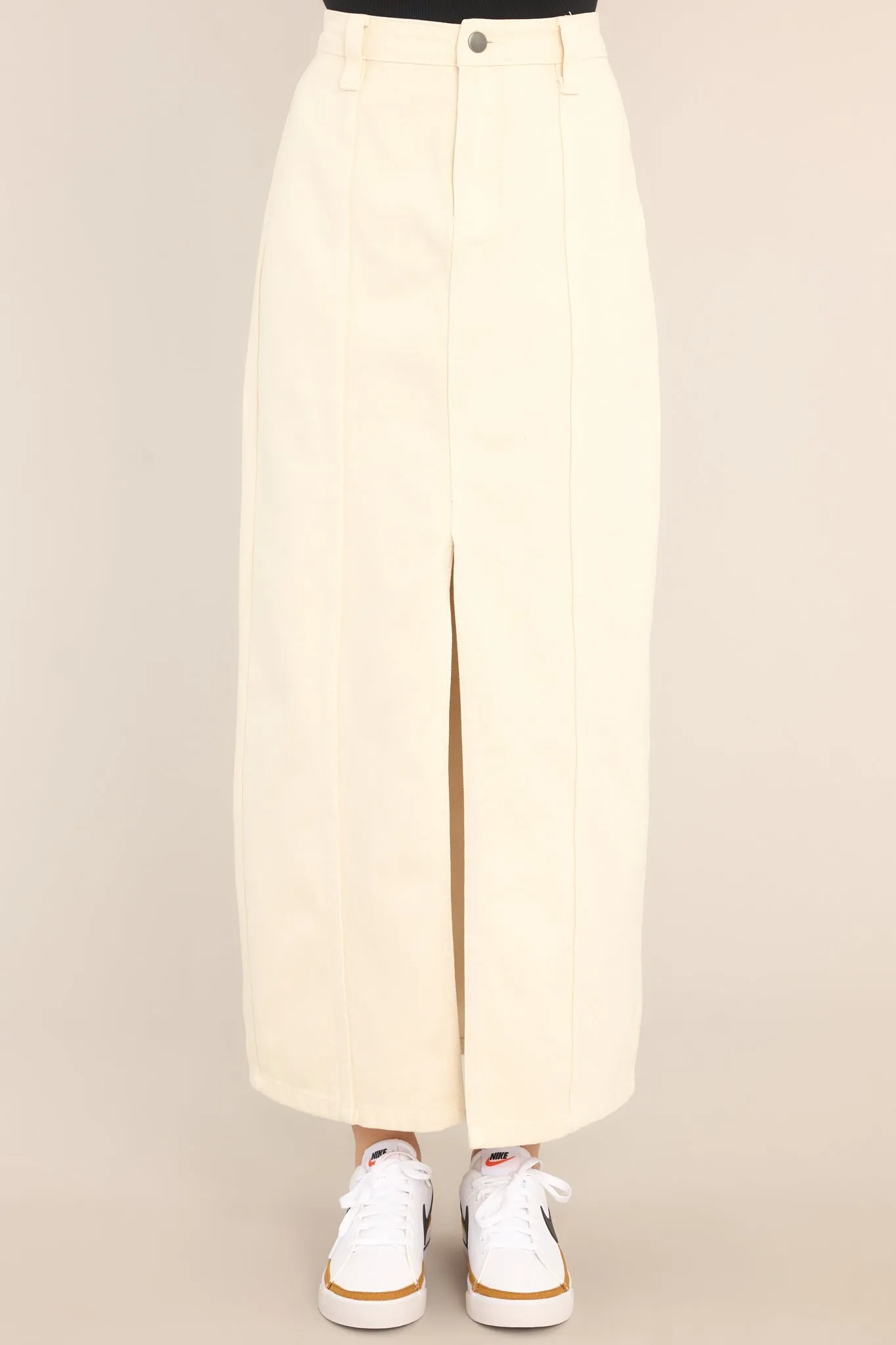 I Swear It Ivory Denim Maxi Skirt