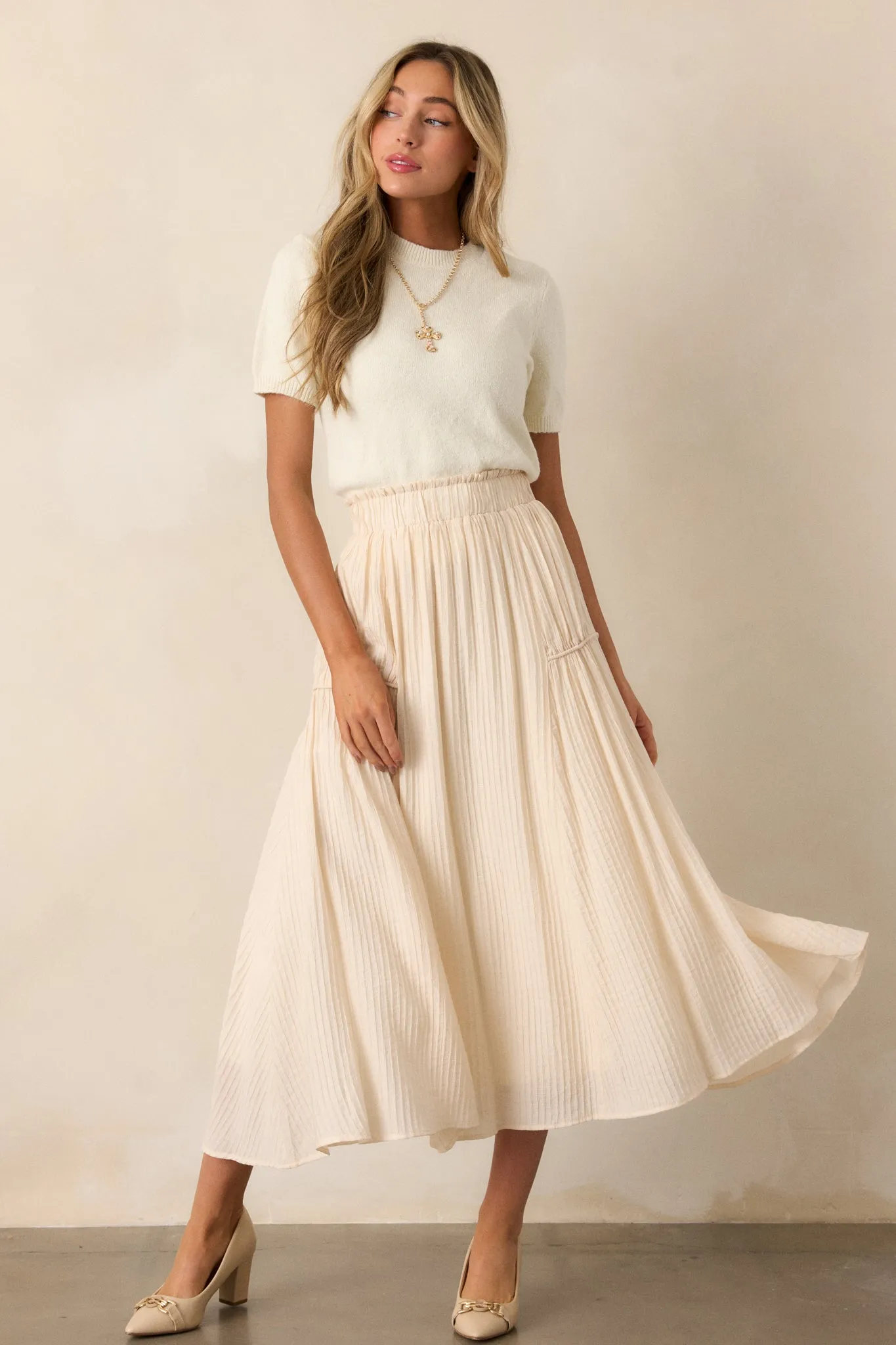 Infinite Allure Beige Maxi Skirt