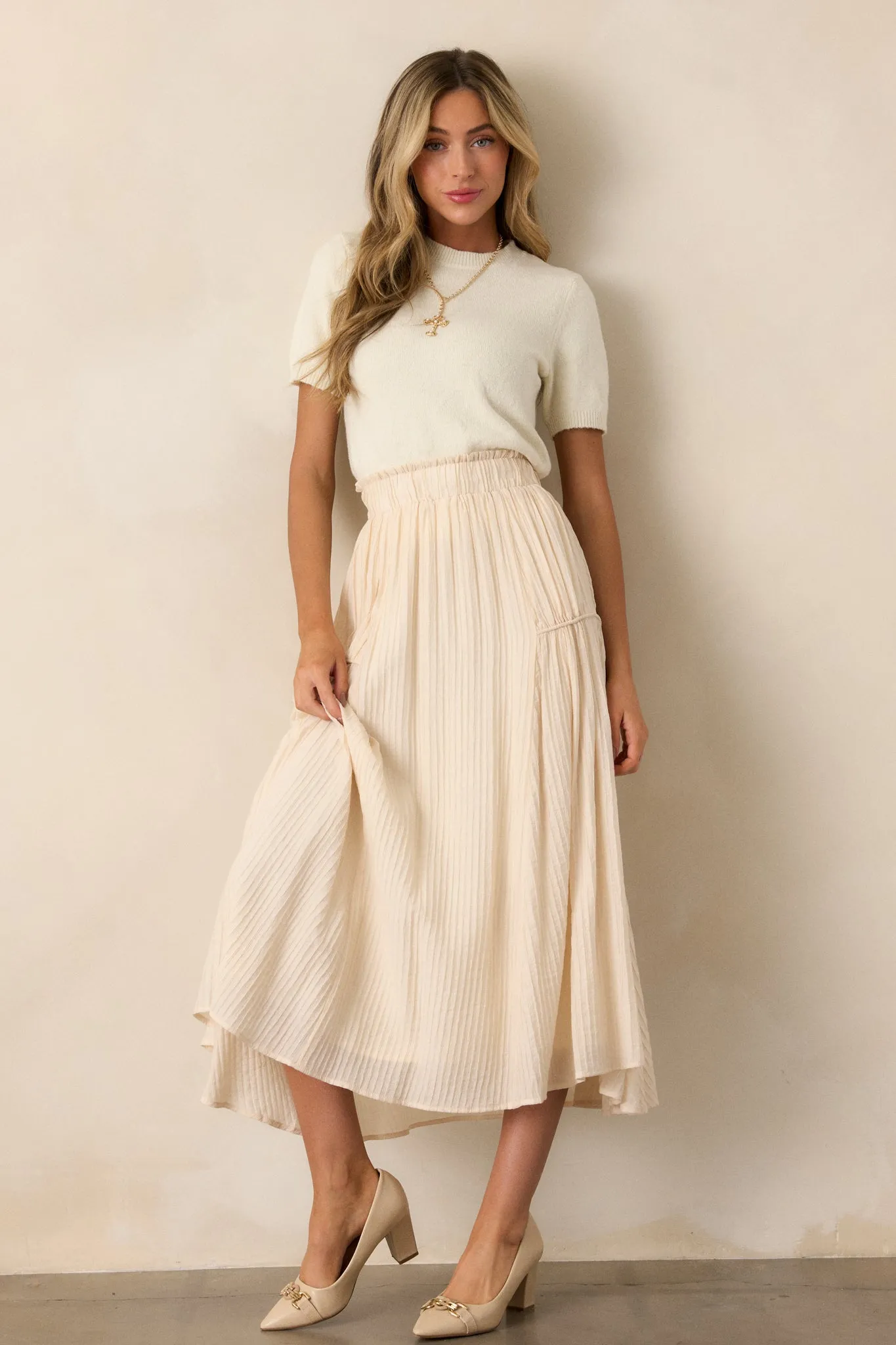 Infinite Allure Beige Maxi Skirt