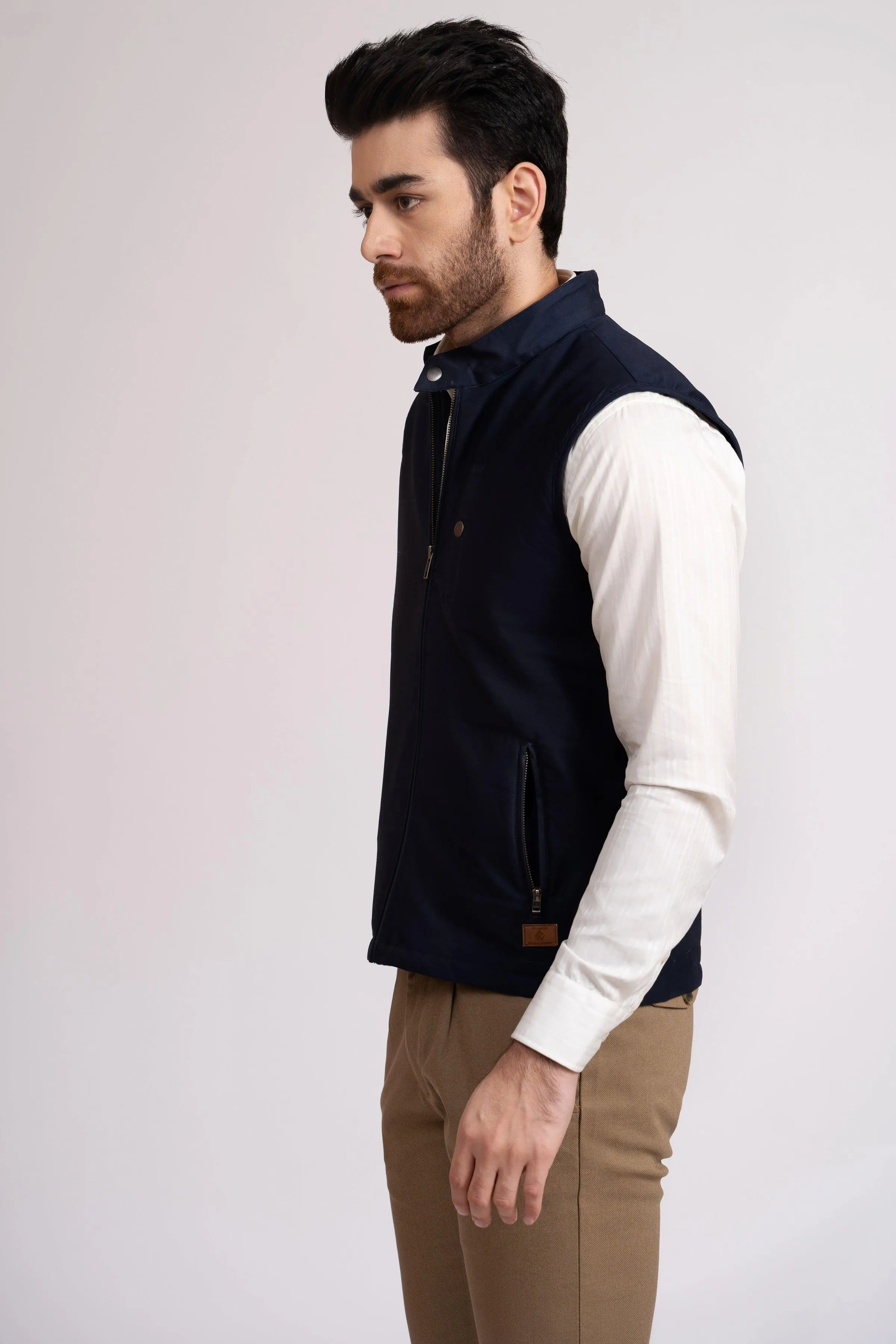 JACKET QUILTED SLEEVE LESS NAVY