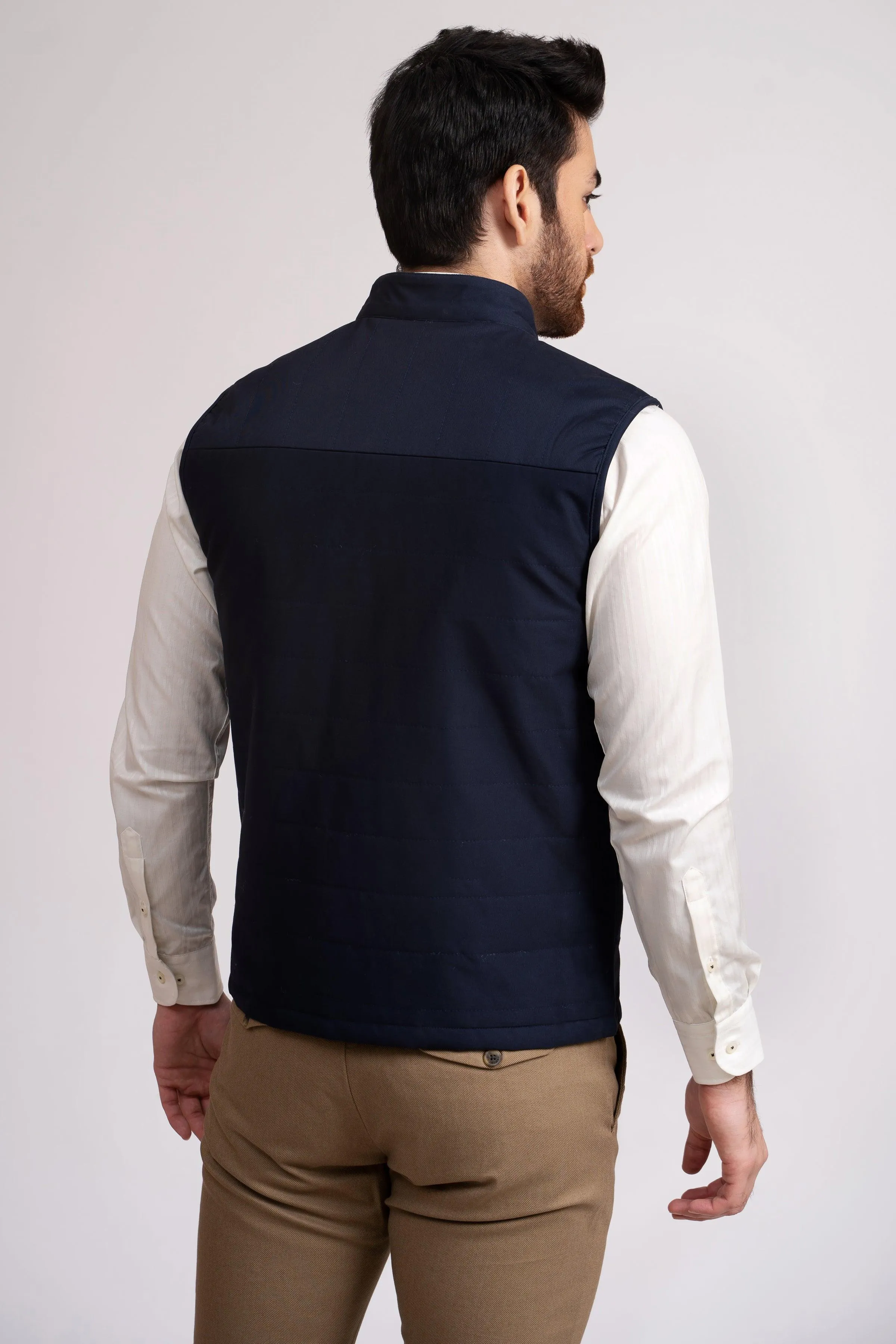 JACKET QUILTED SLEEVE LESS NAVY