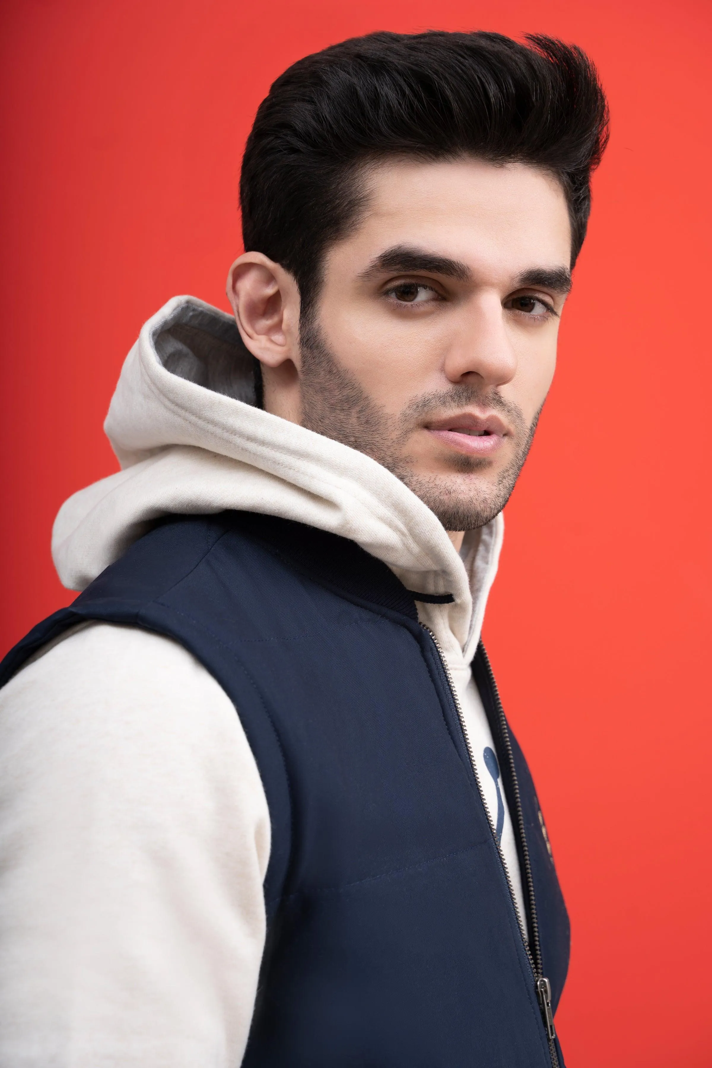 JACKET QUILTED WITH RIB BAN S/L NAVY