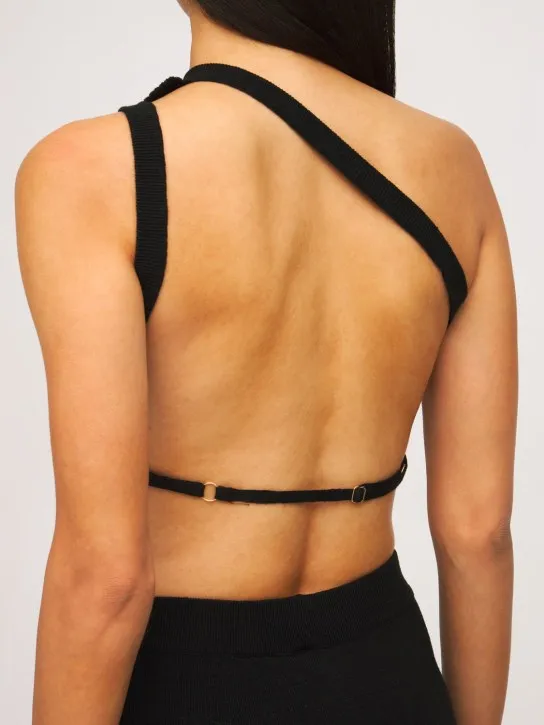 Jacquemus   La Maille Ascu linen knit rib crop top 