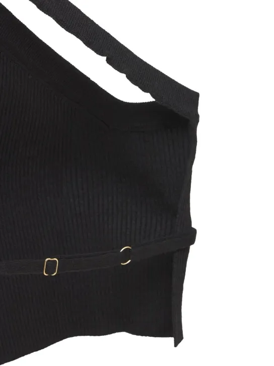 Jacquemus   La Maille Ascu linen knit rib crop top 