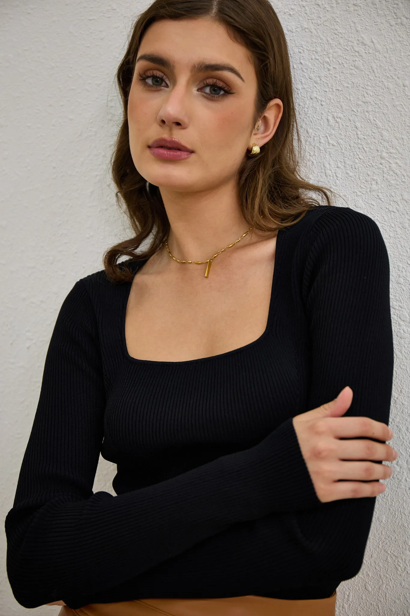Jett Black Long Sleeve Knit Top