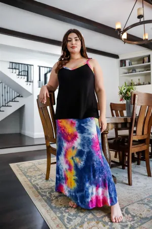 Junior Plus Lavender Tie-Dye V-Neck Top & Maxi Skirt Set
