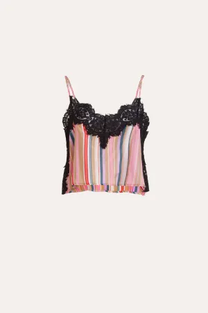 Kayla Stripe Silk & Lace Cami