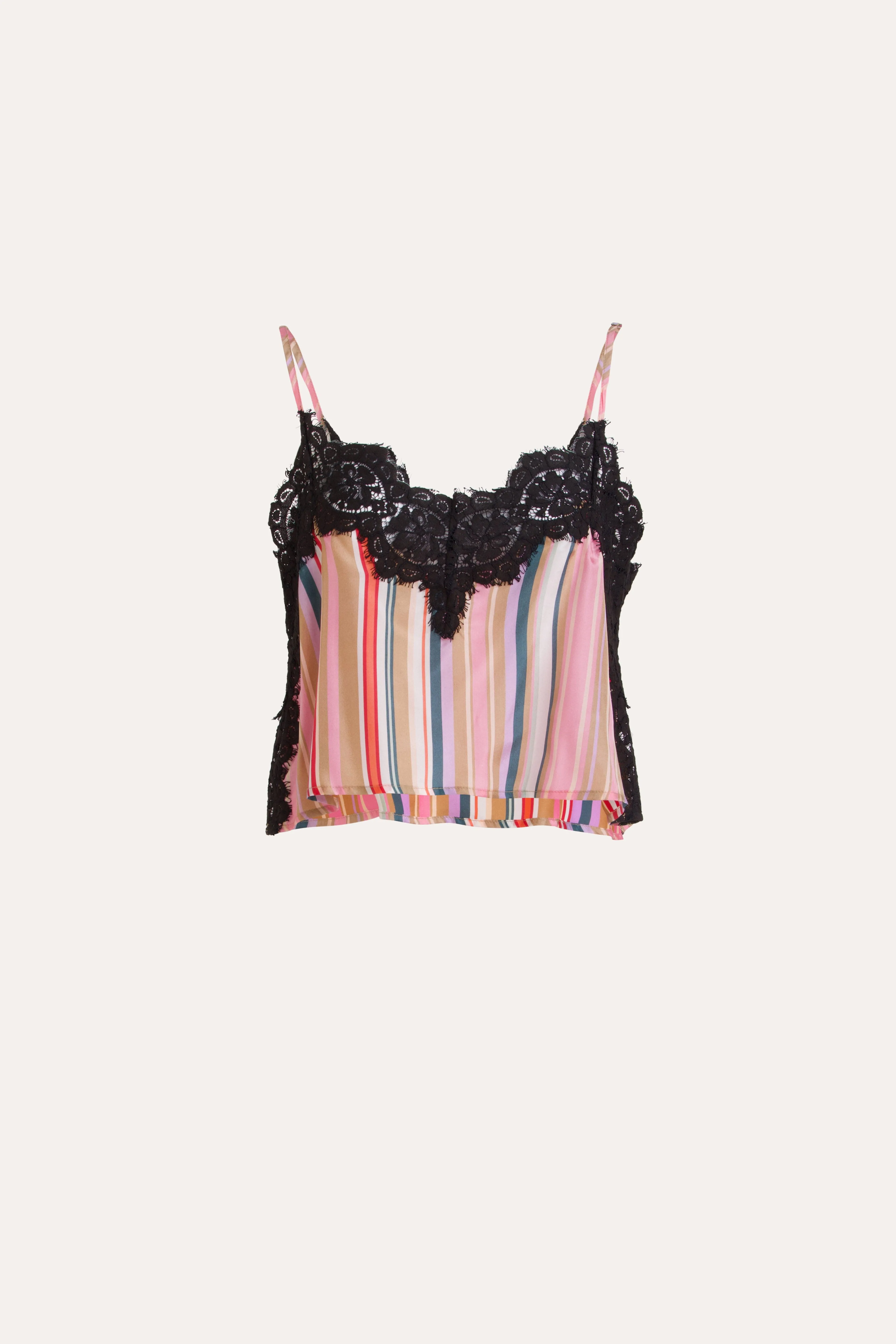 Kayla Stripe Silk & Lace Cami