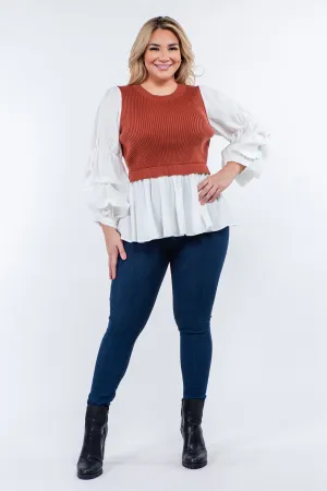 Knit Woven Combo Top