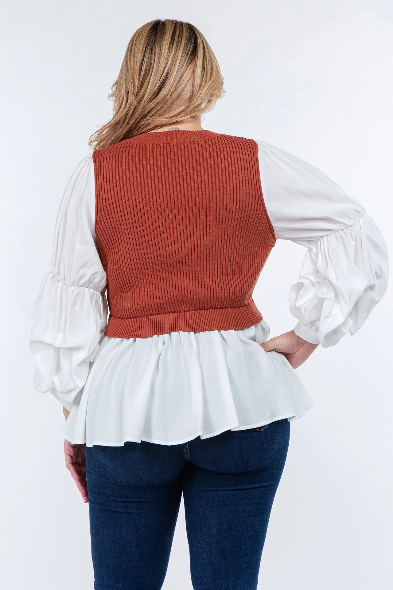 Knit Woven Combo Top