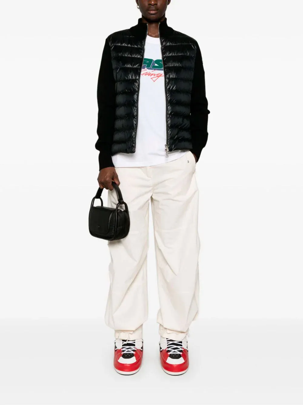 Knitted-sleeves padded jacket