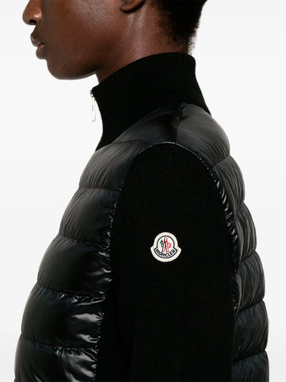 Knitted-sleeves padded jacket