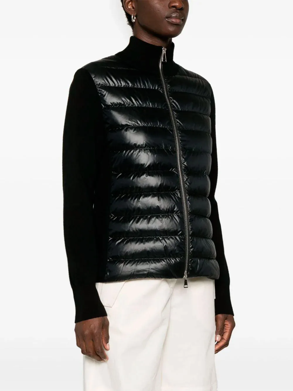Knitted-sleeves padded jacket