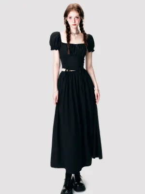 Lace-Up Back-Open Blouse & Long Skirt Set