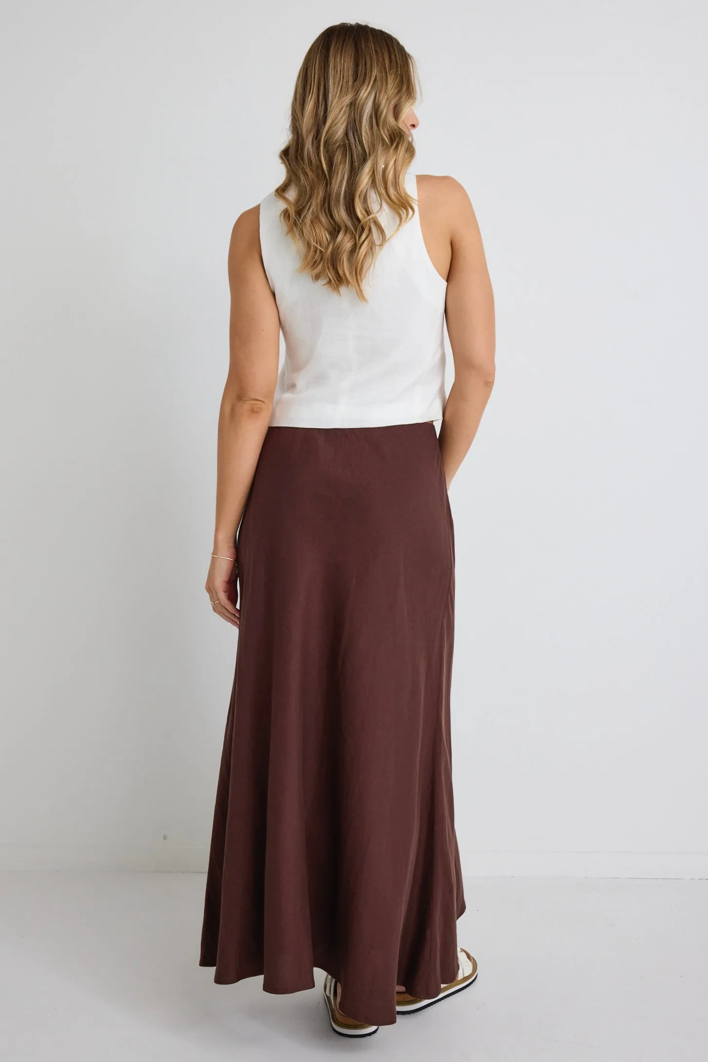 Lagos Chocolate Floaty Bias Cut Maxi Skirt
