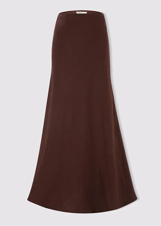 Lagos Chocolate Floaty Bias Cut Maxi Skirt