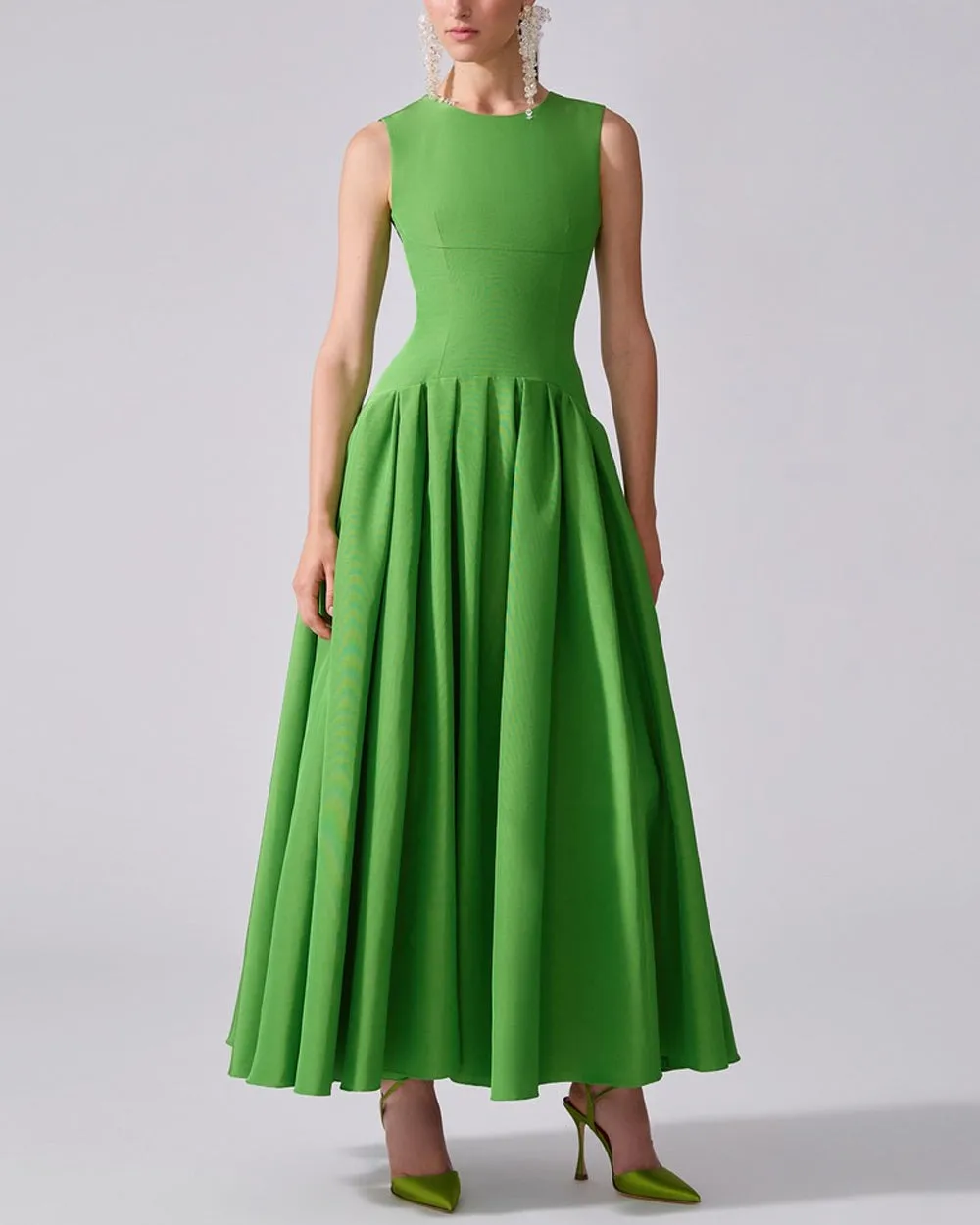 Lawn Green Drop Waist Maxi Dress