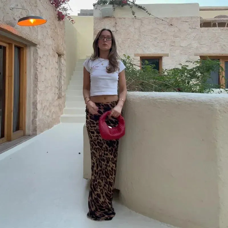 Leopard Print Stylish Maxi Skirt