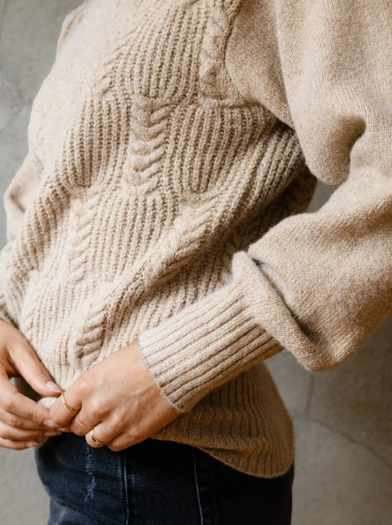 Lindsey Cable Pullover Sweater - Taupe